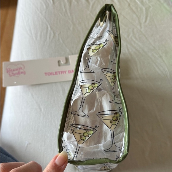 Frasier Sterling clear zipper closure martini graphics toiletry/makeup bag. NWT - Picture 3 of 5